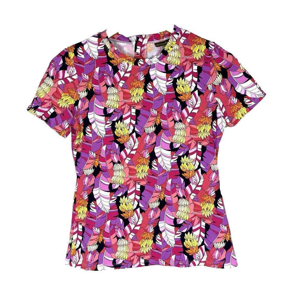 Tommy Bahama Short Sleeve Rash Guard Womens Small Banana Bunch Tropical Beach